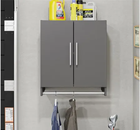 Camberly Wall-Mounted Cabinet w/ Coat Rack in Graphite Gray by DOREL HOME FURNISHINGS
