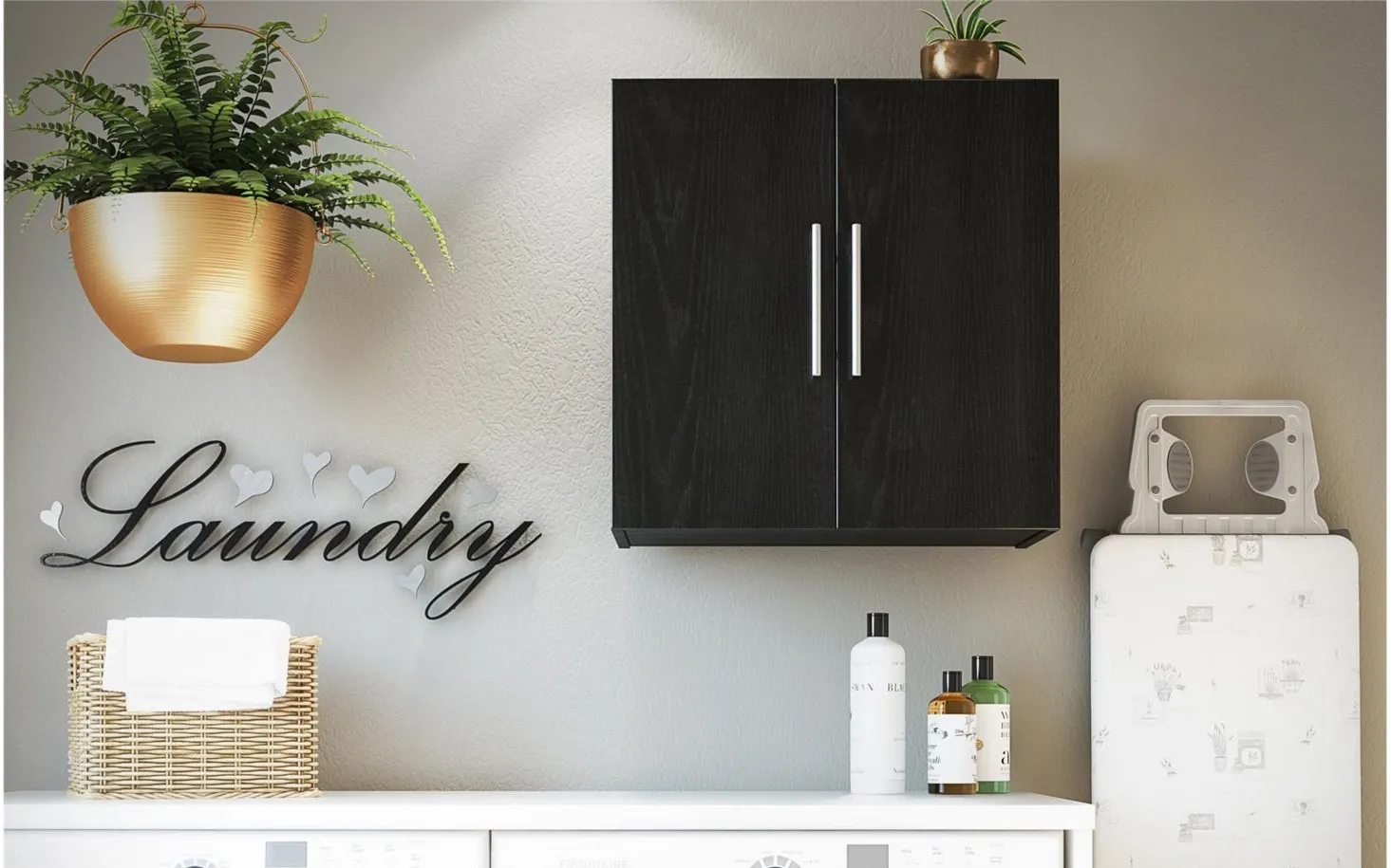 Camberly Wall-Mounted Cabinet in Black Oak by DOREL HOME FURNISHINGS