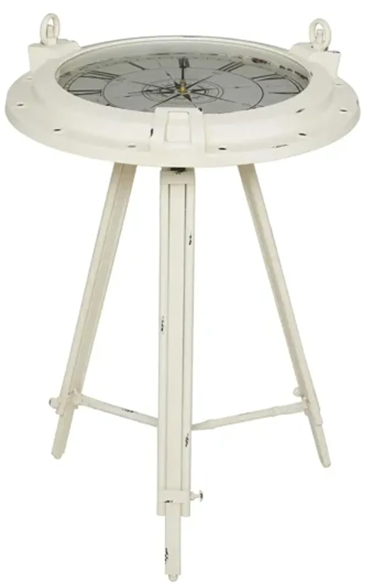 Ivy Collection Compass Accent Table in White by UMA Enterprises