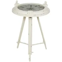 Ivy Collection Compass Accent Table in White by UMA Enterprises