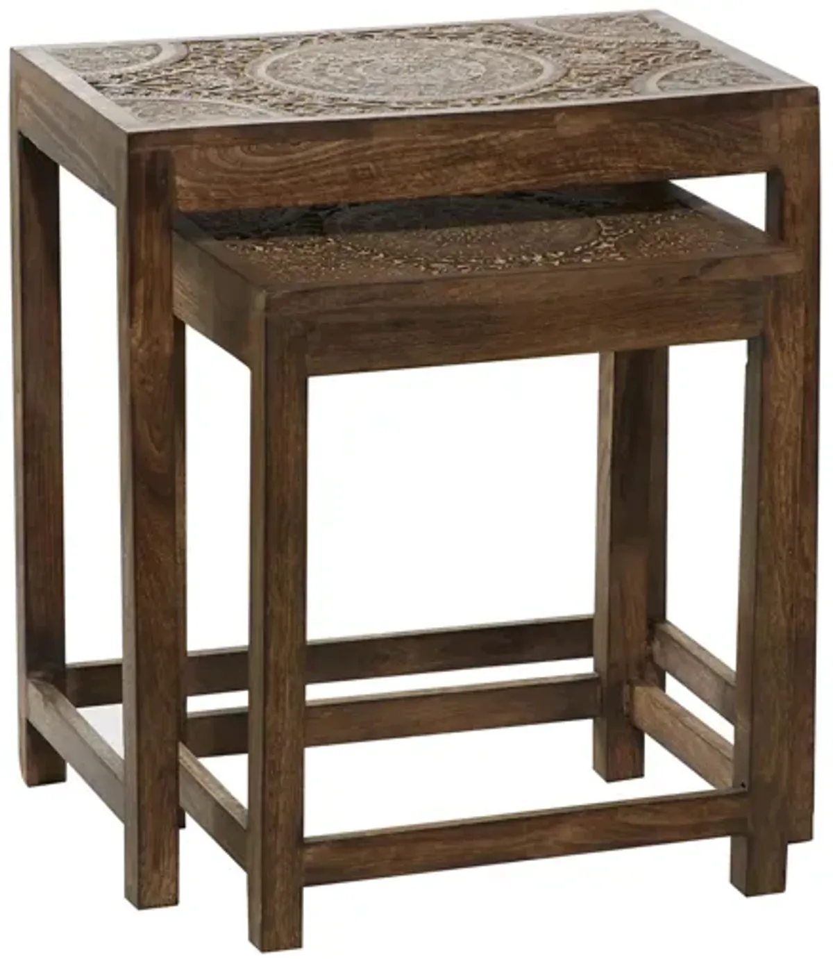 Ivy Collection Mandala Accent Table 2-pc. in Brown by UMA Enterprises