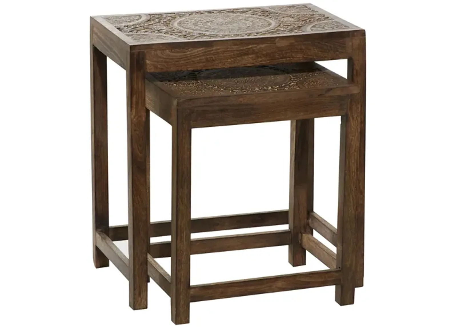 Ivy Collection Mandala Accent Table 2-pc. in Brown by UMA Enterprises