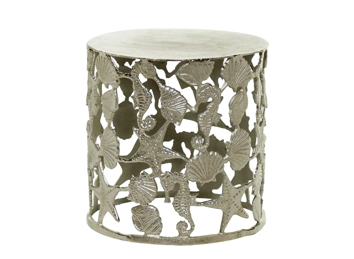 Ivy Collection Sea Accent Table in Silver by UMA Enterprises