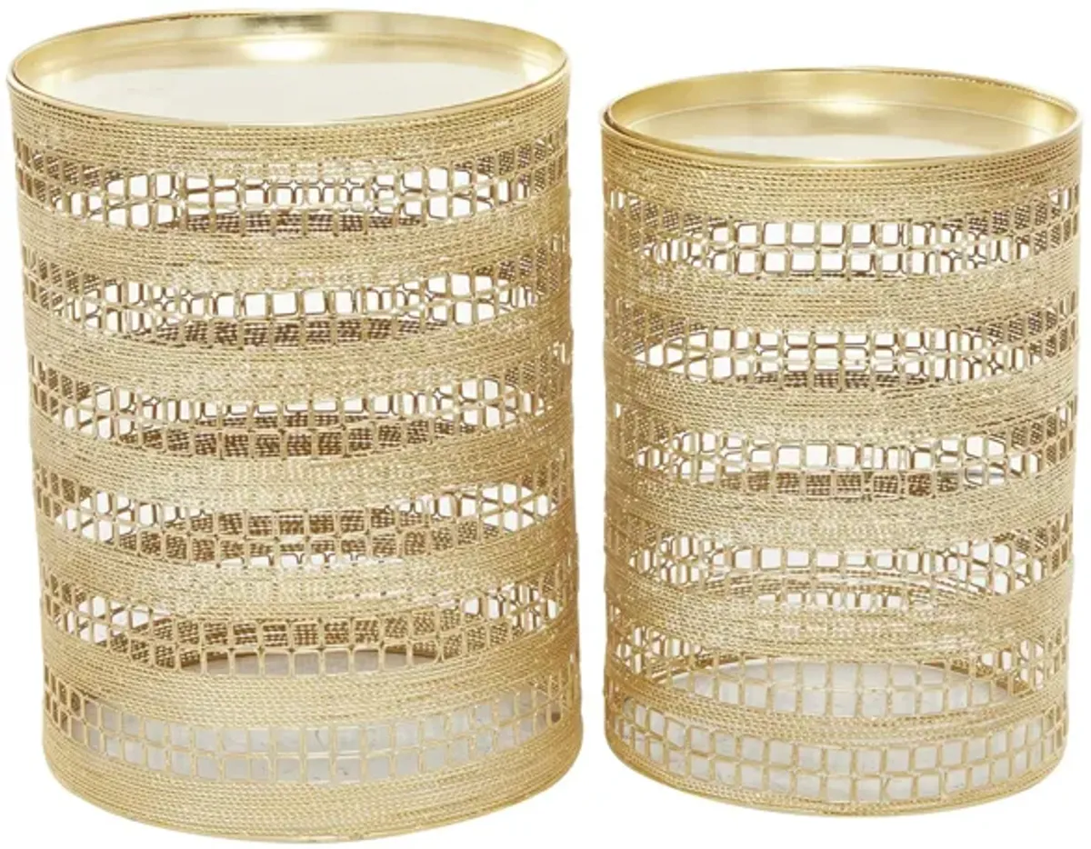 Ivy Collection Basket Accent Table 2-pc. in Gold by UMA Enterprises