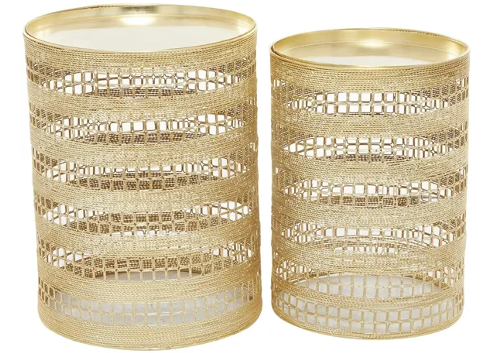 Ivy Collection Basket Accent Table 2-pc. in Gold by UMA Enterprises