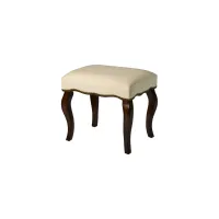 Hamilton Vanity Stool in Off-White / Burnished Oak by Hillsdale Furniture