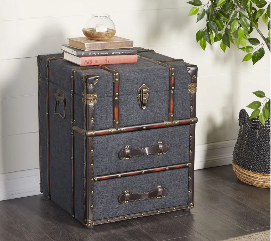 Ivy Collection Trunk Accent Table in Black/Brass by UMA Enterprises