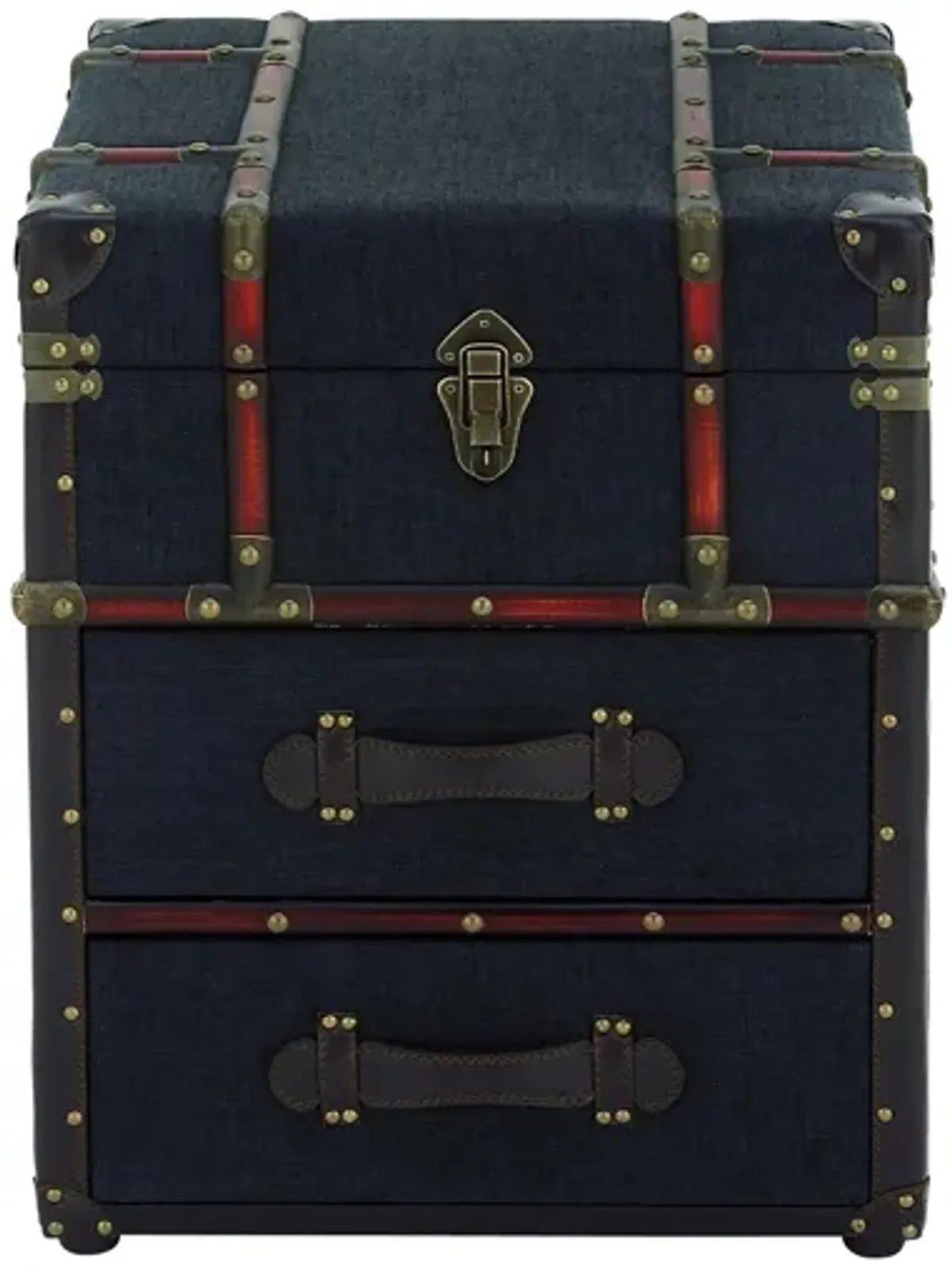 Ivy Collection Trunk Accent Table in Black/Brass by UMA Enterprises