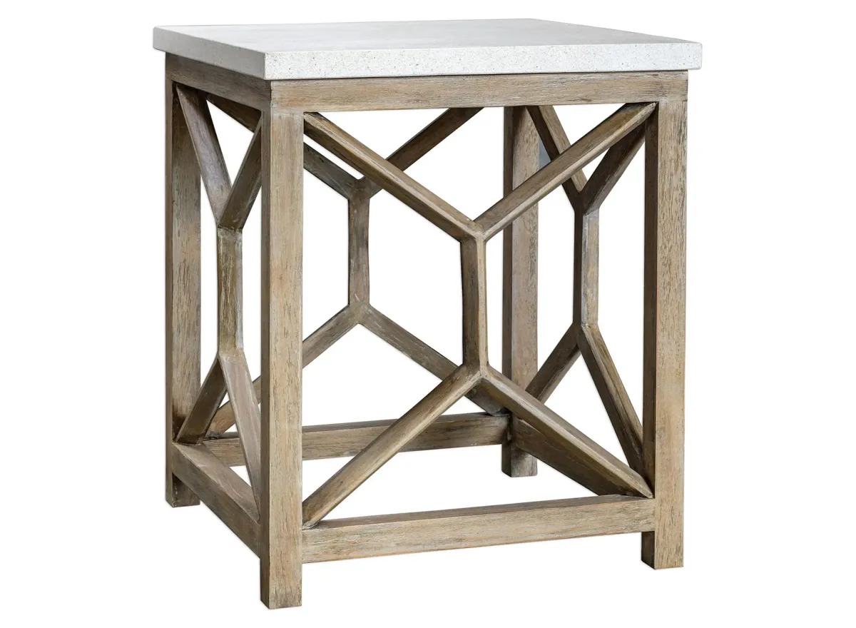 Catali End Table in Ivory / oatmeal wash by Uttermost