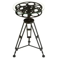 Ivy Collection Movie Reel Accent Table in Black by UMA Enterprises
