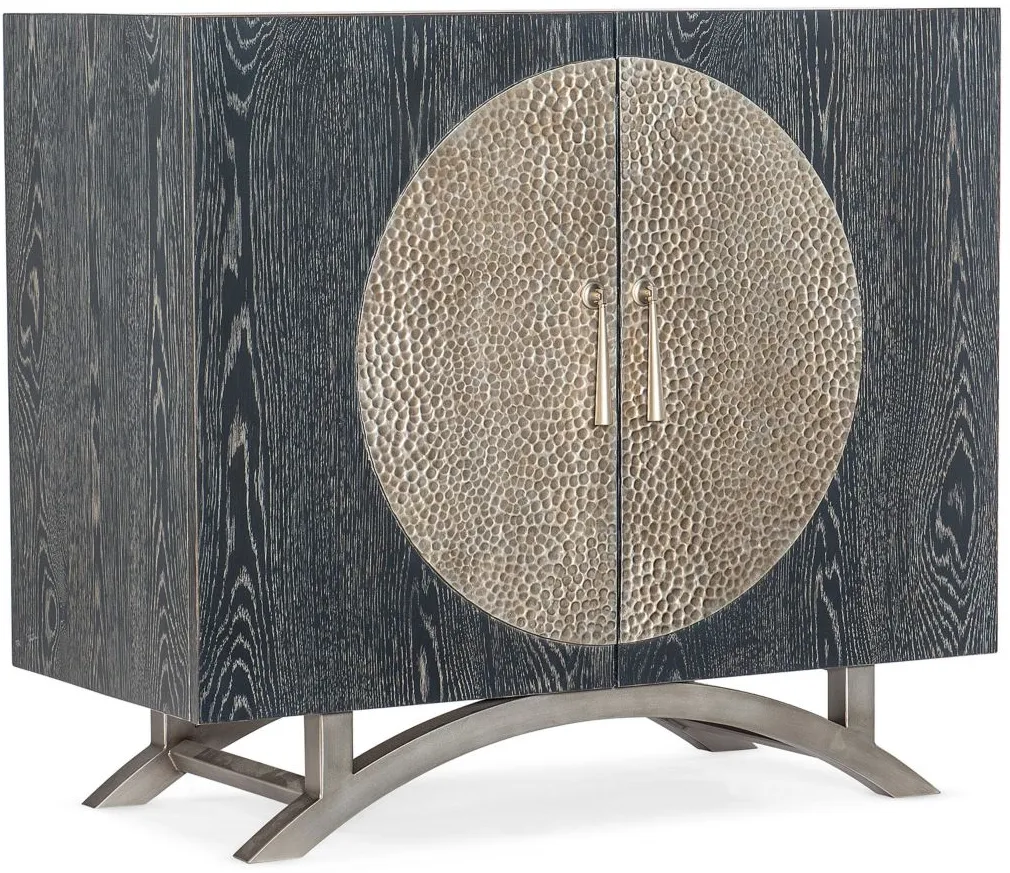 Melange 2-Door Cabinet in Charcoal black finish with pewter metal teardrop pulls by Hooker Furniture