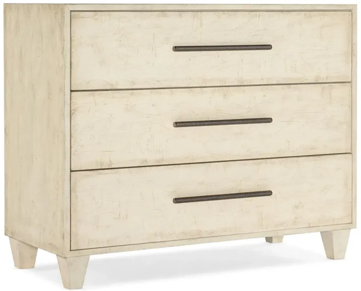 Melange 3-Drawer Chest in Textured cream colored finish with cream drawer interior by Hooker Furniture