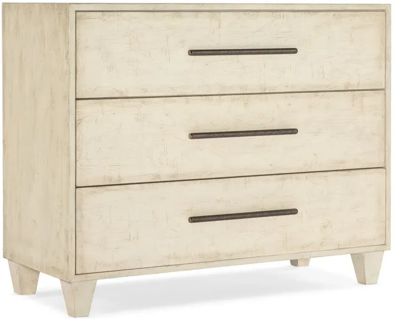 Melange 3-Drawer Chest in Textured cream colored finish with cream drawer interior by Hooker Furniture