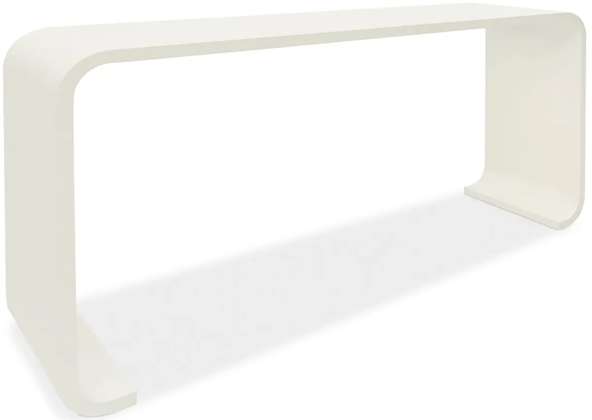 Serenity Console Table in Sand Dollar: White lacquered grasscloth by Hooker Furniture