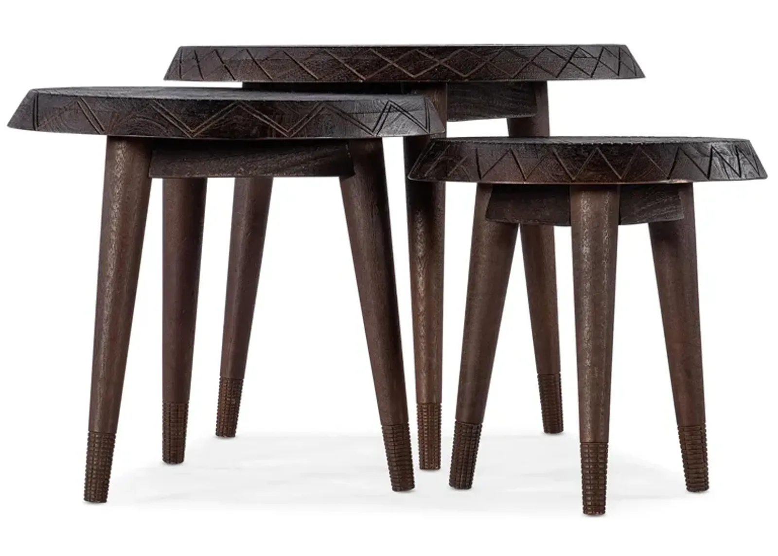 Commerce & Market Nesting Tables in Natural Dark Wood Finish by Hooker Furniture