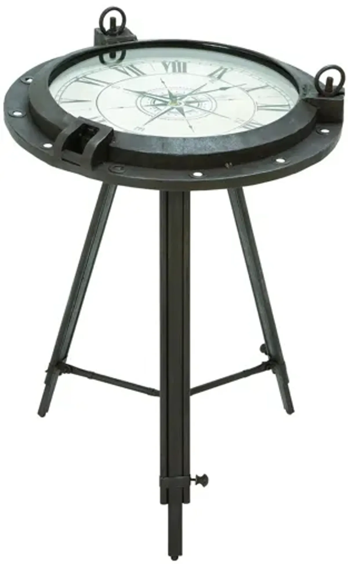 Ivy Collection Compass Accent Table in Black by UMA Enterprises