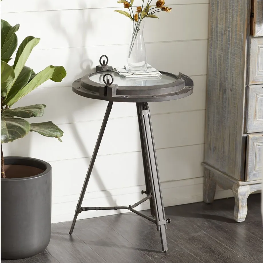 Ivy Collection Compass Accent Table in Black by UMA Enterprises