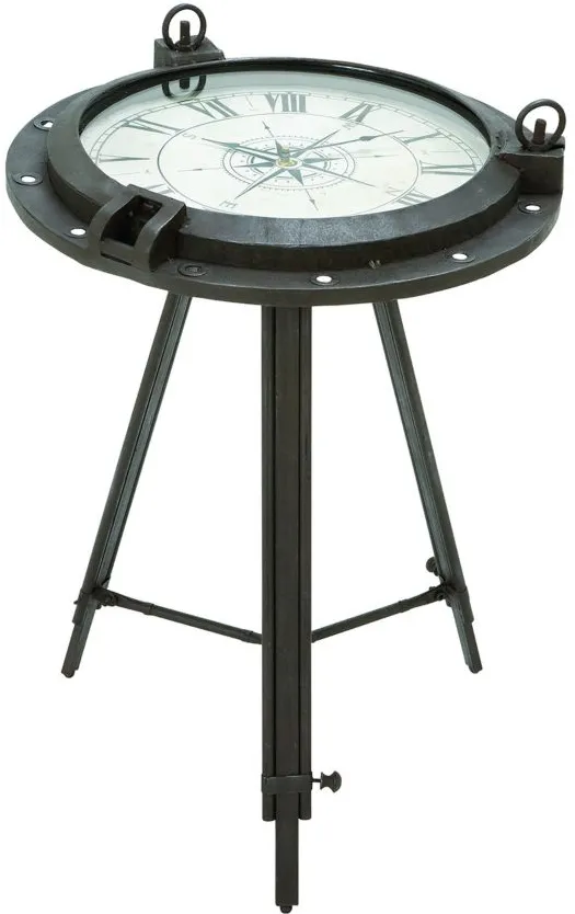 Ivy Collection Compass Accent Table in Black by UMA Enterprises