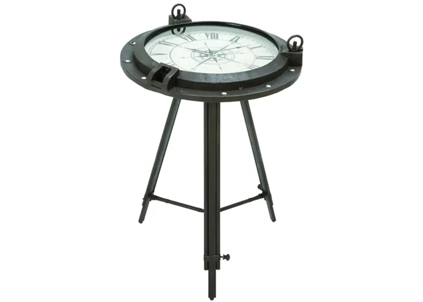 Ivy Collection Compass Accent Table in Black by UMA Enterprises