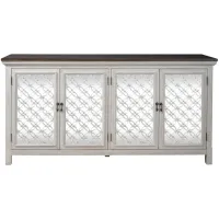 Westridge 4 Door Accent Cabinet in White Finishes with Worn Wood Tops by Liberty Furniture