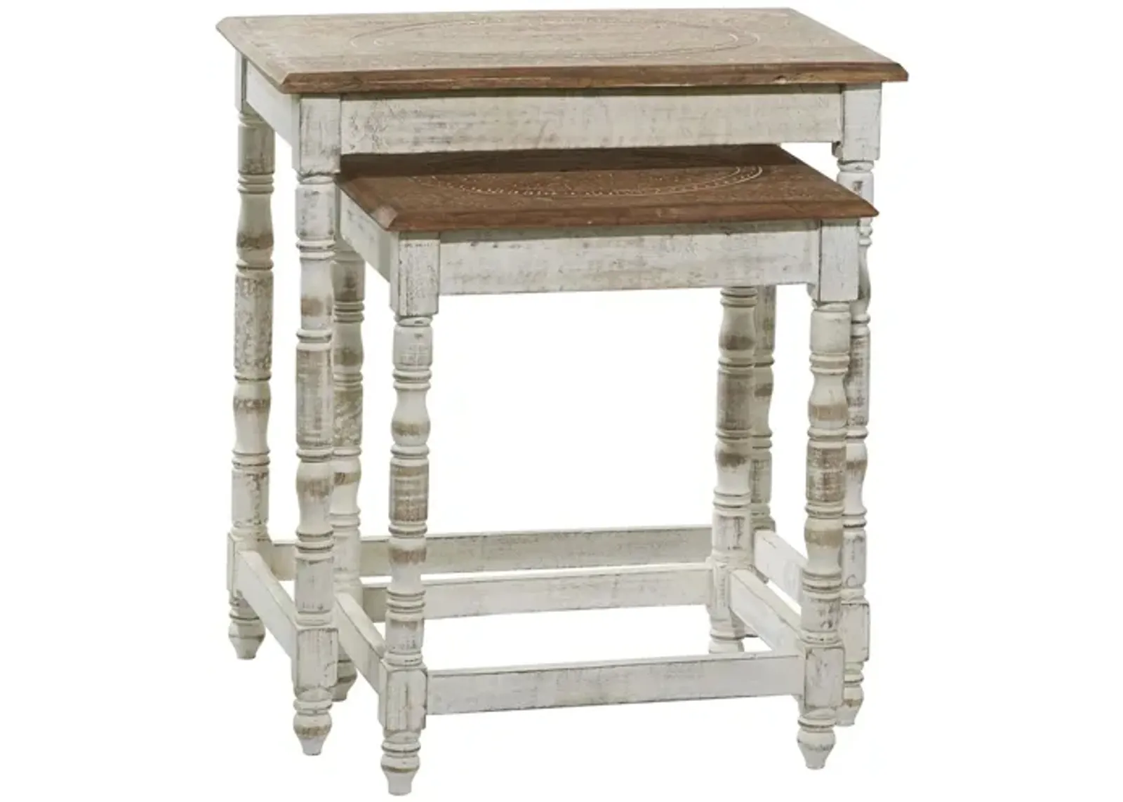 Ivy Collection Botanical Accent Table 2-pc. in White by UMA Enterprises