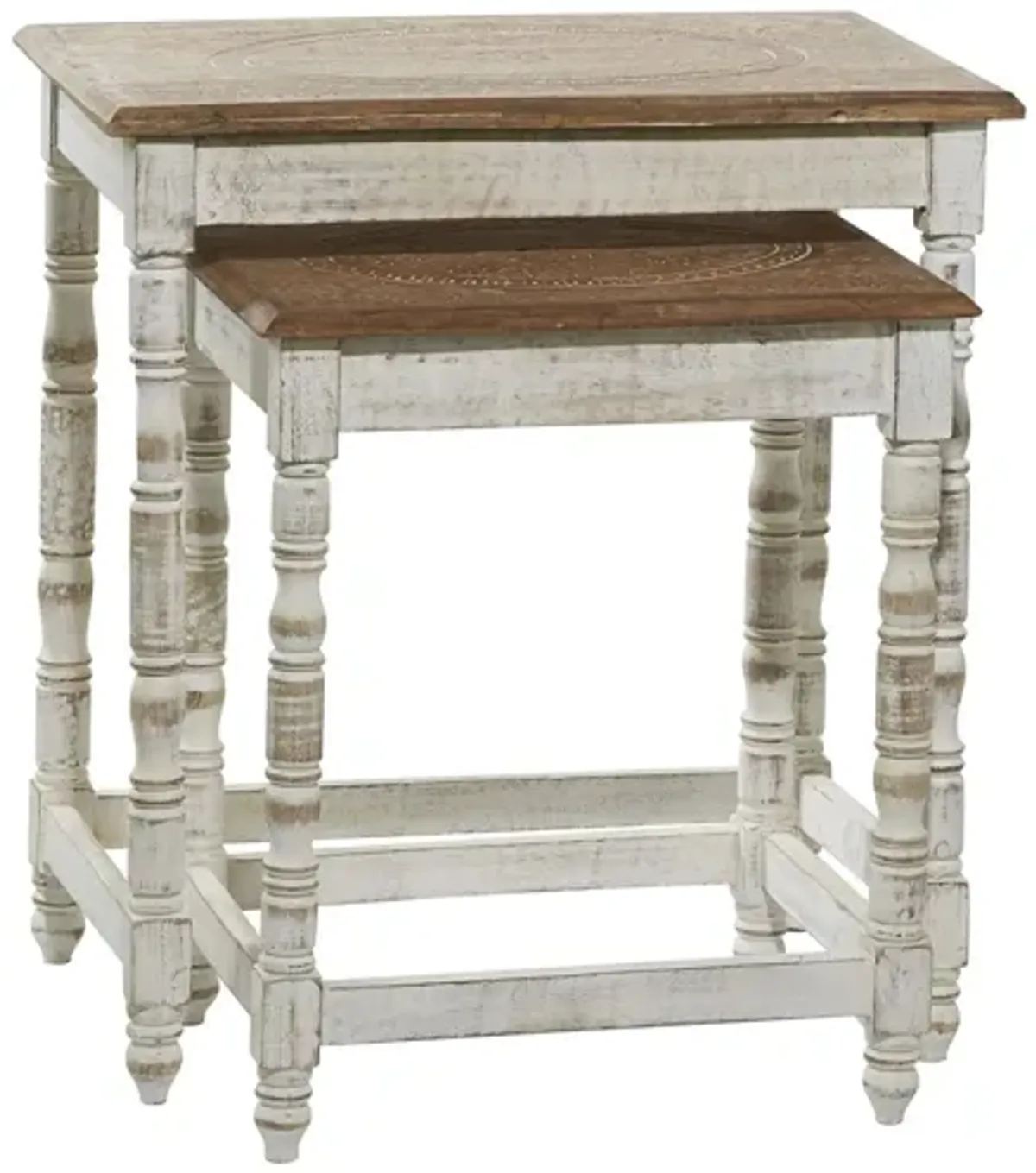 Ivy Collection Botanical Accent Table 2-pc. in White by UMA Enterprises