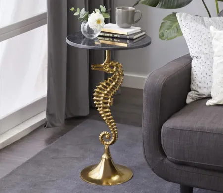 Ivy Collection Seahorse Accent Table in Gold by UMA Enterprises
