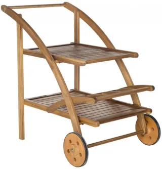 Lodi Outdoor Serving Cart in Teak Look by Safavieh