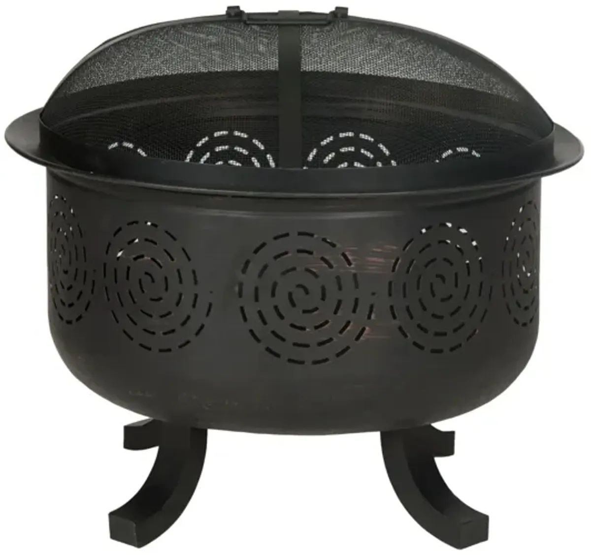 Nacie Outdoor Fire Pit in Copper / Black by Safavieh