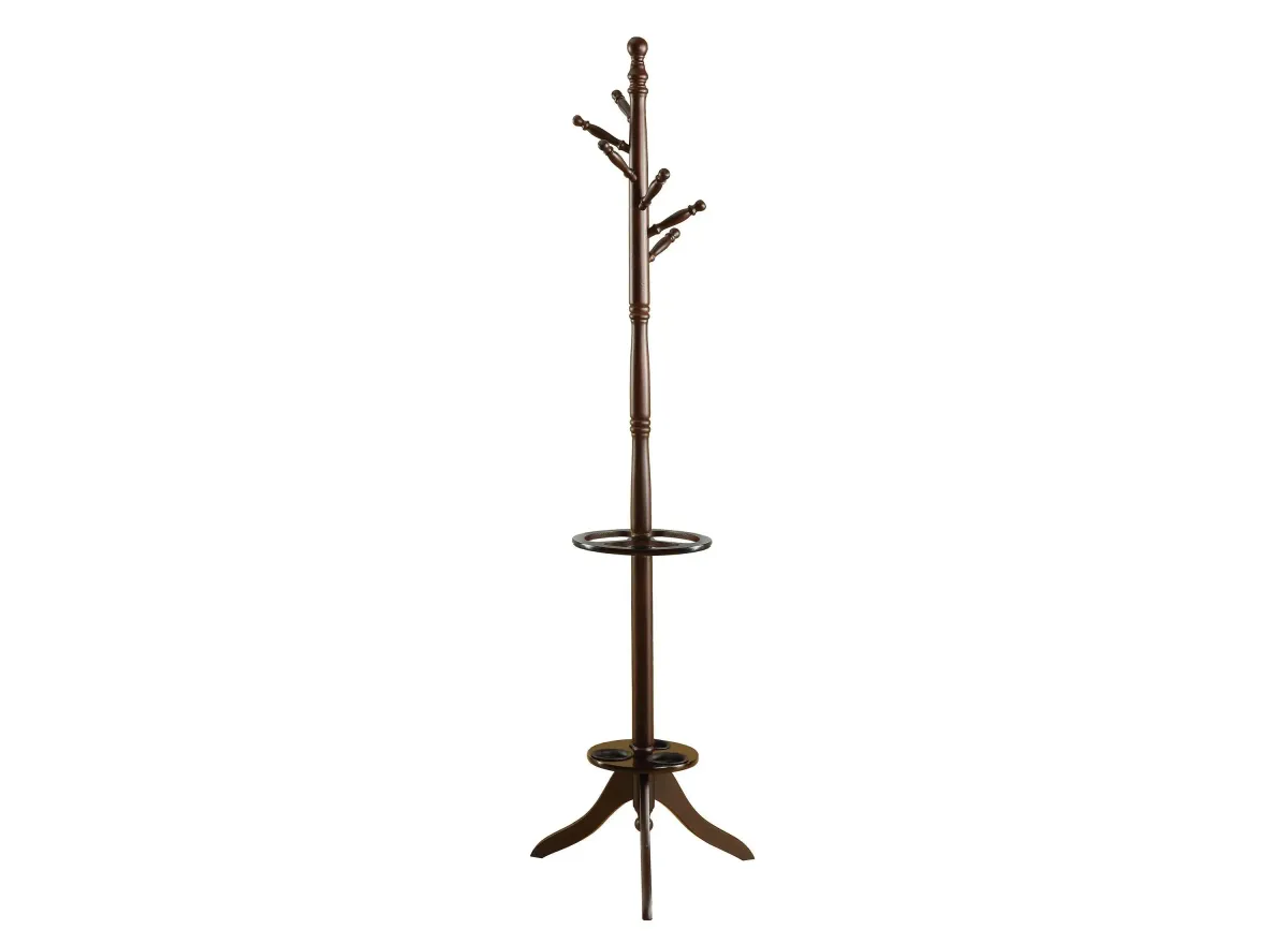 Noelle Coat Rack with Umbrella Holder in Cappuccino by Monarch Specialties