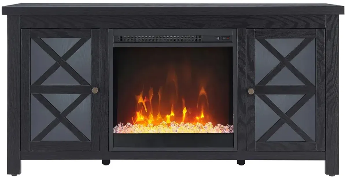 Eve TV Stand with Crystal Fireplace Insert in Black by Hudson & Canal