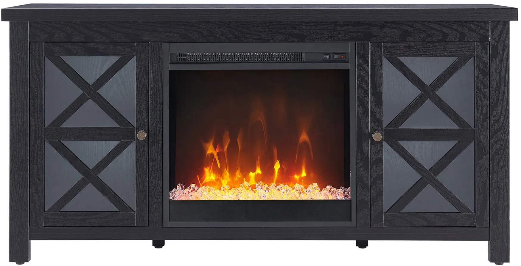 Eve TV Stand with Crystal Fireplace Insert in Black by Hudson & Canal