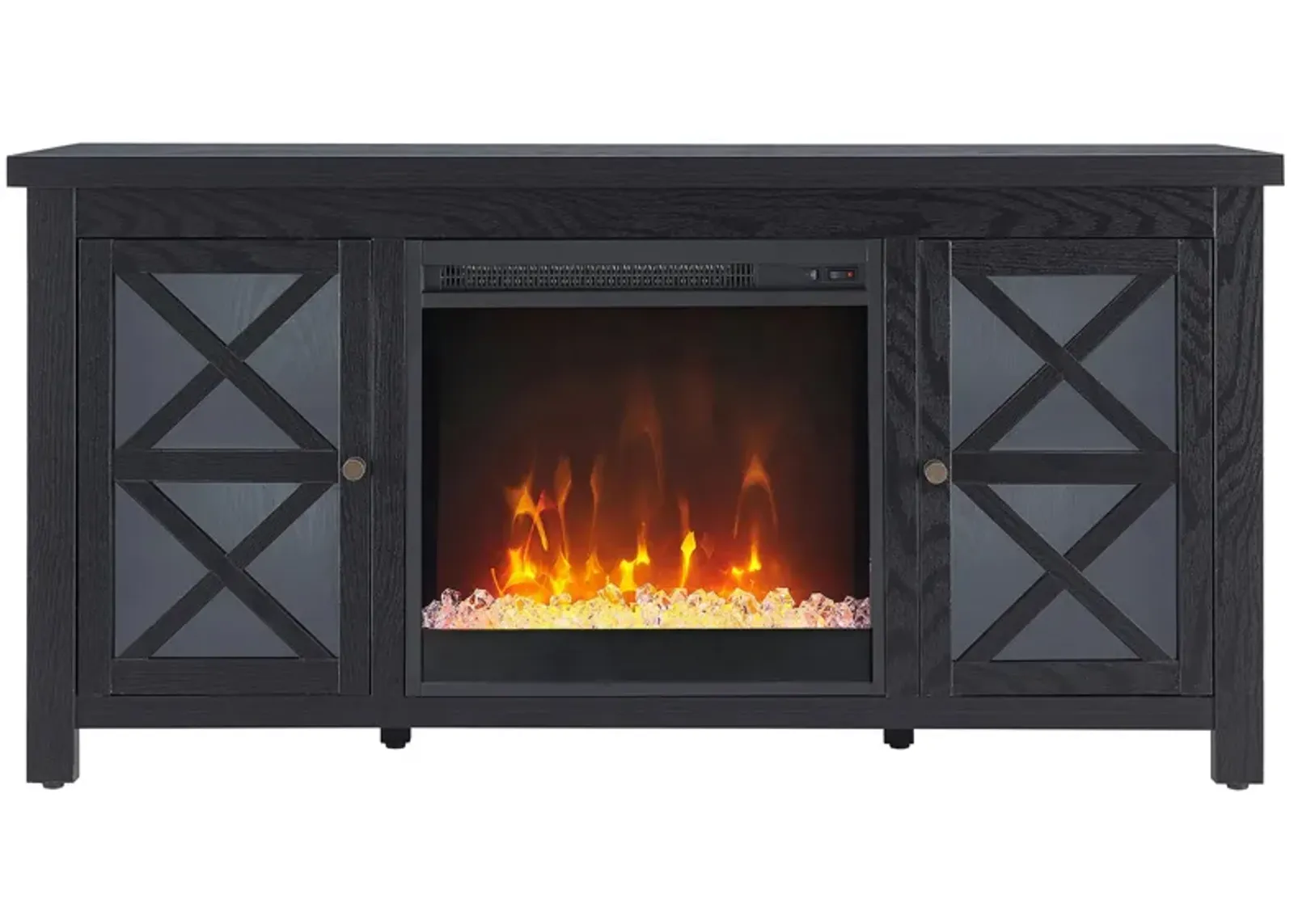 Eve TV Stand with Crystal Fireplace Insert in Black by Hudson & Canal