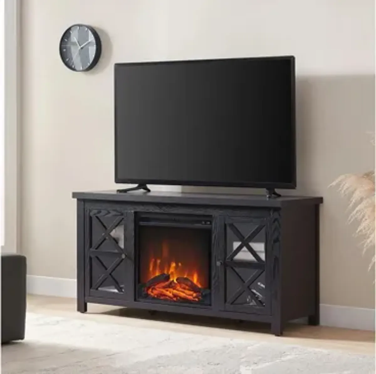 Eve TV Stands with Log Fireplace Insert