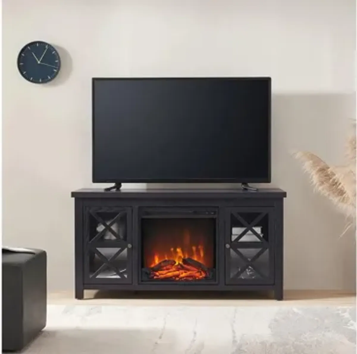 Eve TV Stands with Log Fireplace Insert