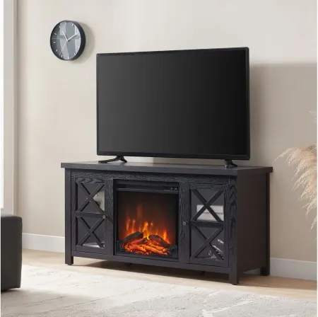 Eve TV Stands with Log Fireplace Insert in Black by Hudson & Canal