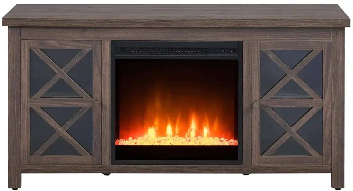 Eve TV Stand with Crystal Fireplace Insert in Alder Brown by Hudson & Canal