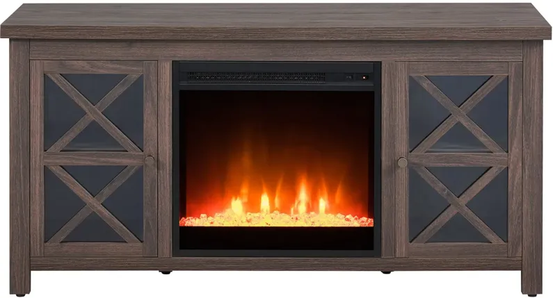 Eve TV Stand with Crystal Fireplace Insert in Alder Brown by Hudson & Canal