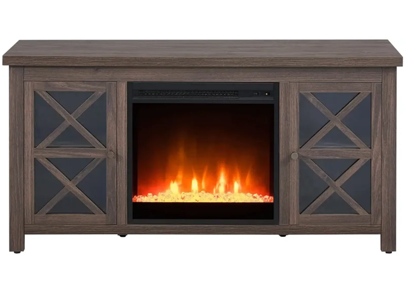 Eve TV Stand with Crystal Fireplace Insert in Alder Brown by Hudson & Canal