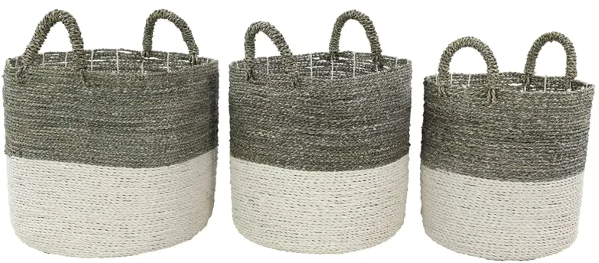 Ivy Collection Storage Baskets - Set of 3 in White by UMA Enterprises