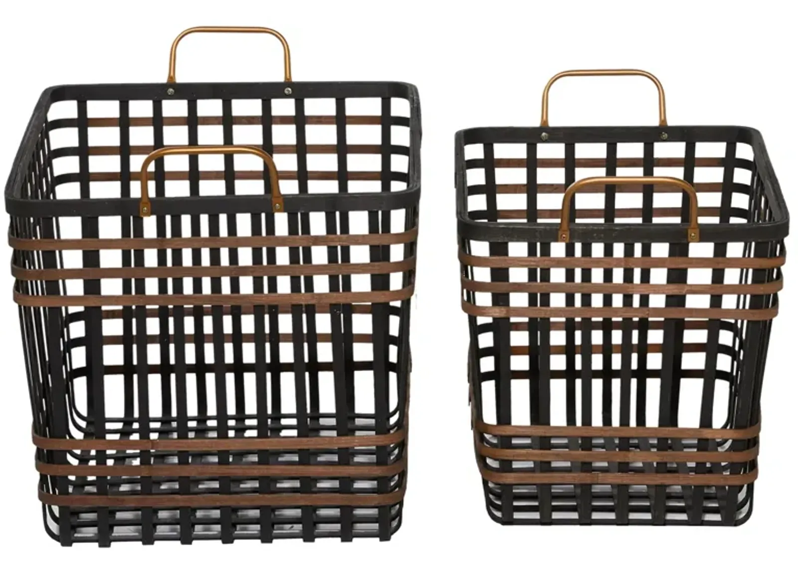 Ivy Collection Storage Baskets - Set of 2 in Black by UMA Enterprises