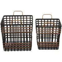 Ivy Collection Storage Baskets - Set of 2 in Black by UMA Enterprises