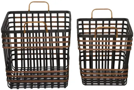 Ivy Collection Storage Baskets - Set of 2 in Black by UMA Enterprises