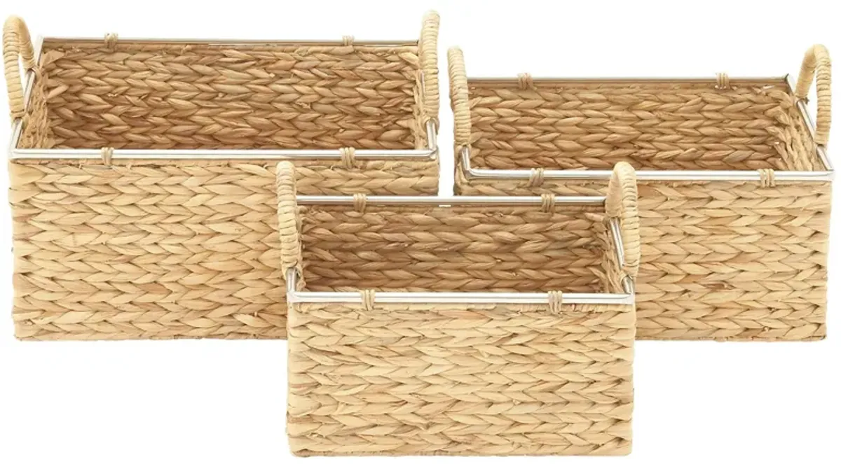 Ivy Collection Storage Baskets - Set of 3 in Tan by UMA Enterprises