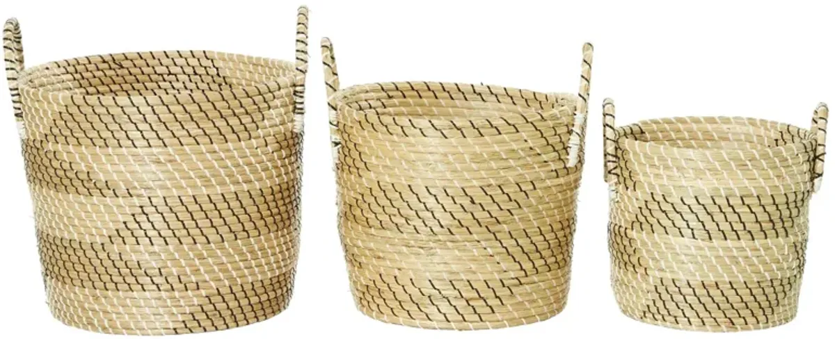 Ivy Collection Storage Baskets - Set of 3 in Beige by UMA Enterprises