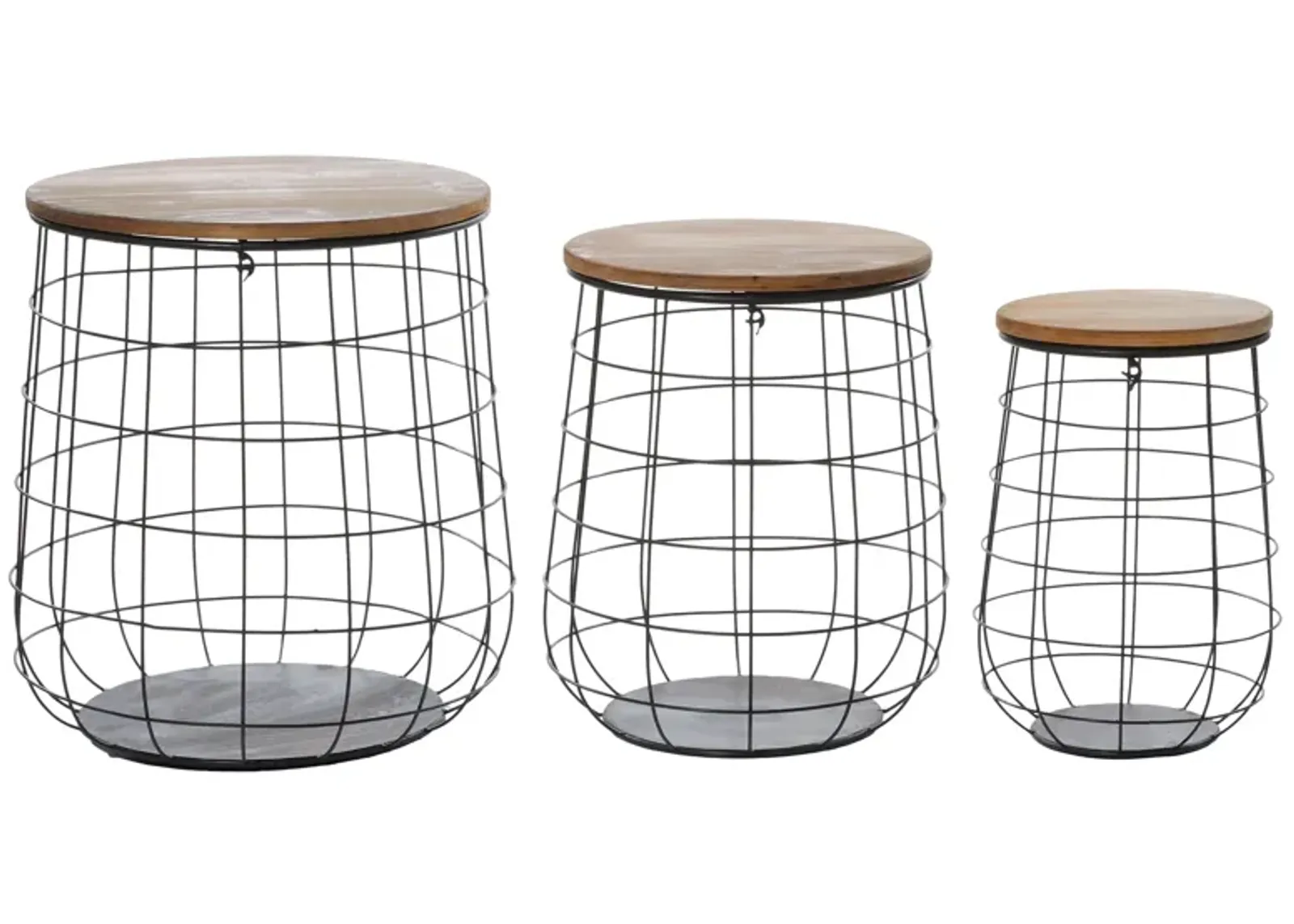 Ivy Collection Metal Storage Baskets - Set of 3 in Brown by UMA Enterprises