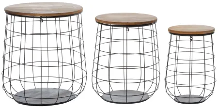 Ivy Collection Metal Storage Baskets - Set of 3 in Brown by UMA Enterprises