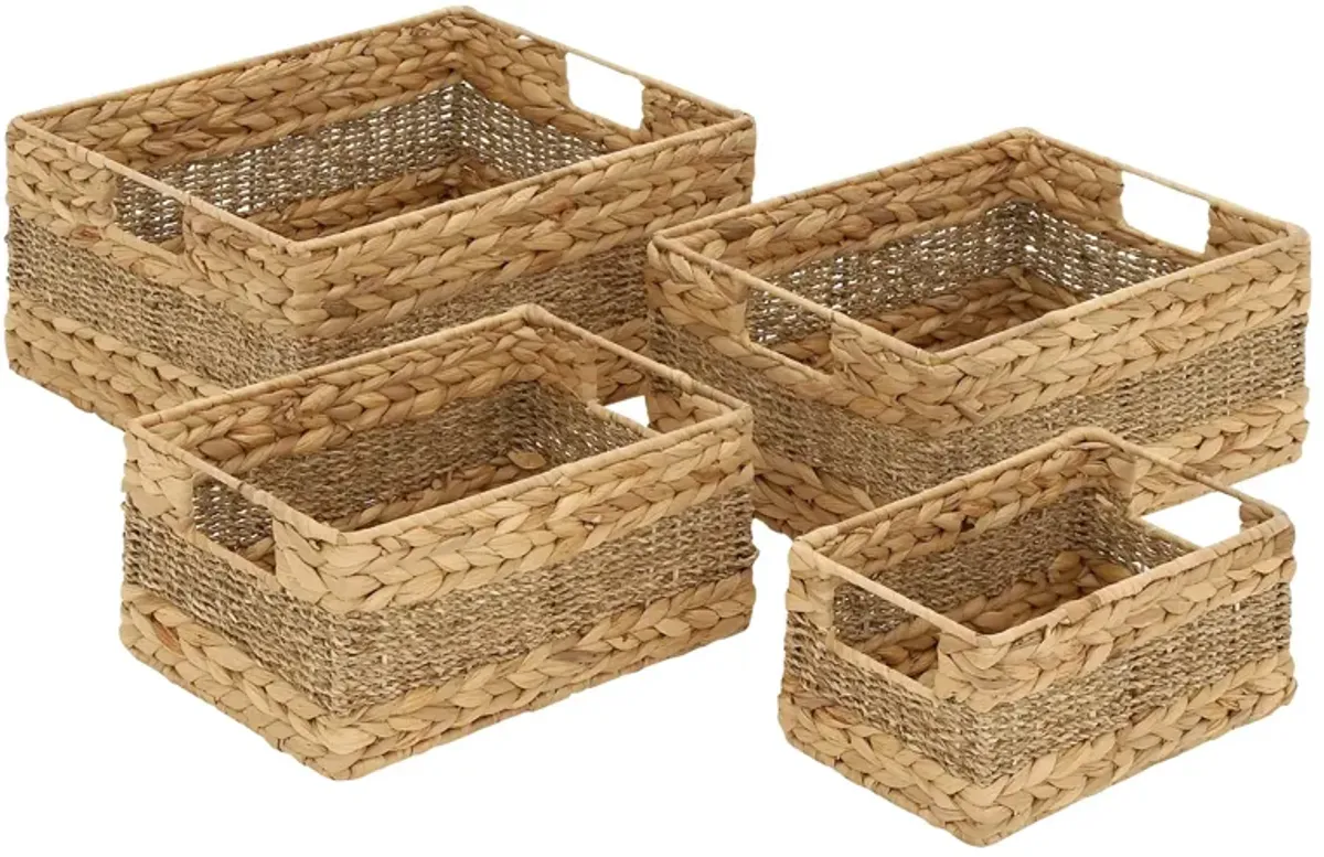 Ivy Collection Storage Baskets - Set of 4 in Light Brown by UMA Enterprises