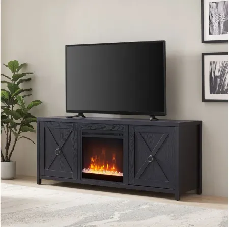 Taylor 58" TV Stand with Crystal Fireplace Insert in Black by Hudson & Canal