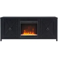 Taylor 58" TV Stand with Crystal Fireplace Insert in Black by Hudson & Canal